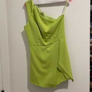 Lime Green One Shoulder Romper
